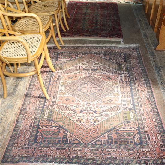Red & blue pattern rug and another